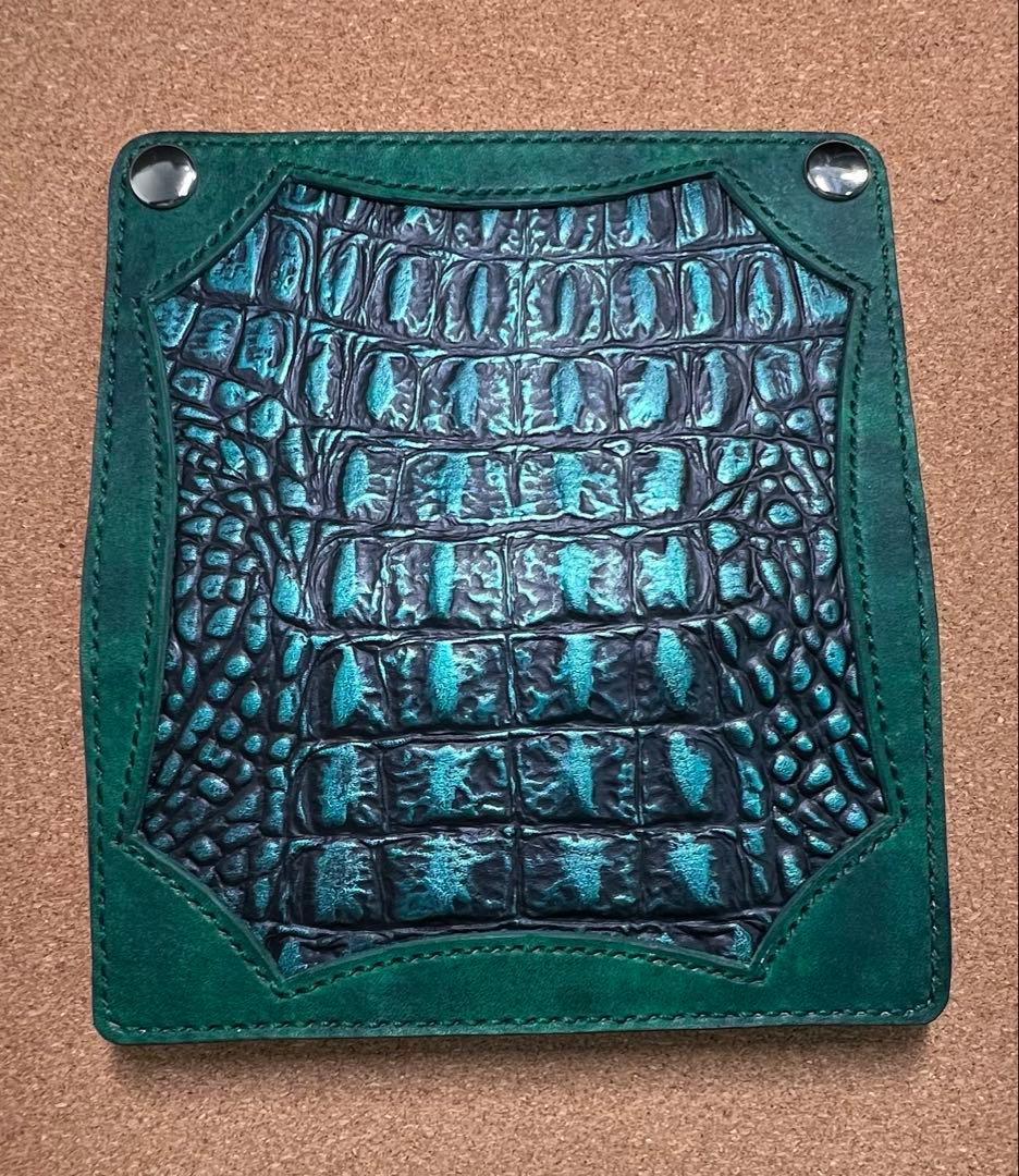 トラッカーウォレット SLTW クロコ型押し手染めアンチック ハンドメイド手縫い