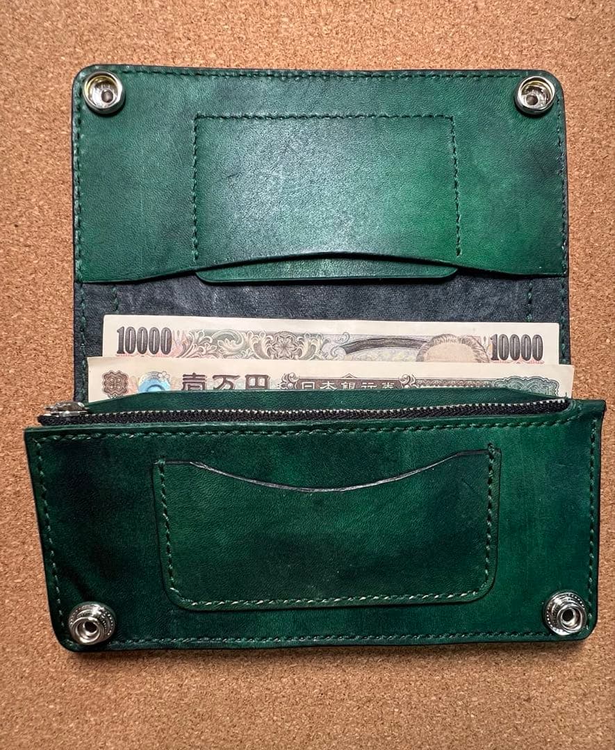 トラッカーウォレット SLTW クロコ型押し手染めアンチック ハンドメイド手縫い