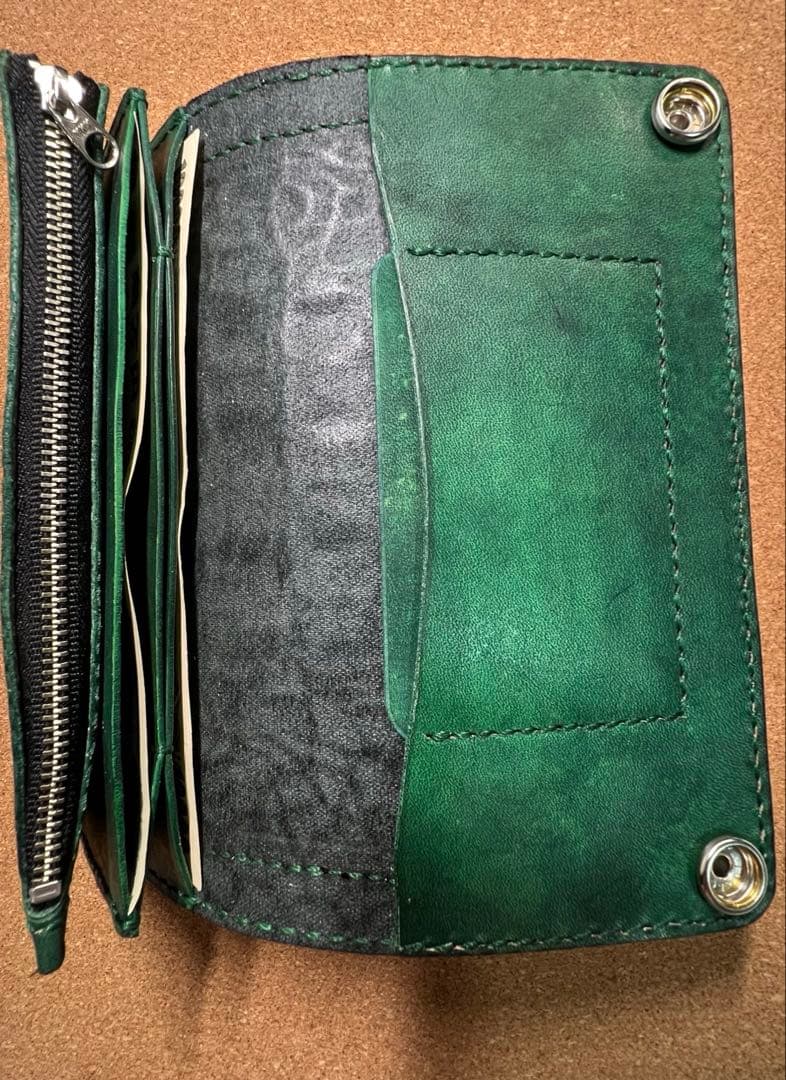 トラッカーウォレット SLTW クロコ型押し手染めアンチック ハンドメイド手縫い