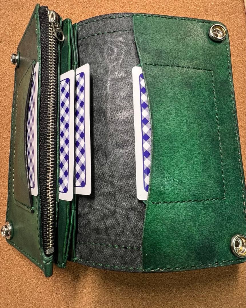 トラッカーウォレット SLTW クロコ型押し手染めアンチック ハンドメイド手縫い