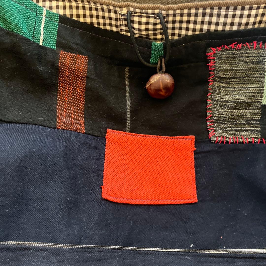 ハンドメイド　チクチクバッグショルダー　手作りパッチワーク一点物