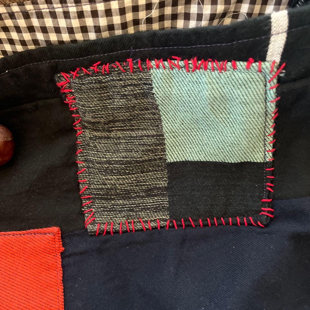 ハンドメイド　チクチクバッグショルダー　手作りパッチワーク一点物