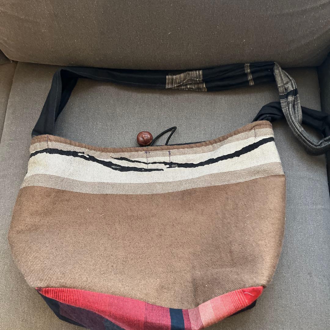 ハンドメイド　チクチクバッグショルダー　手作りパッチワーク一点物