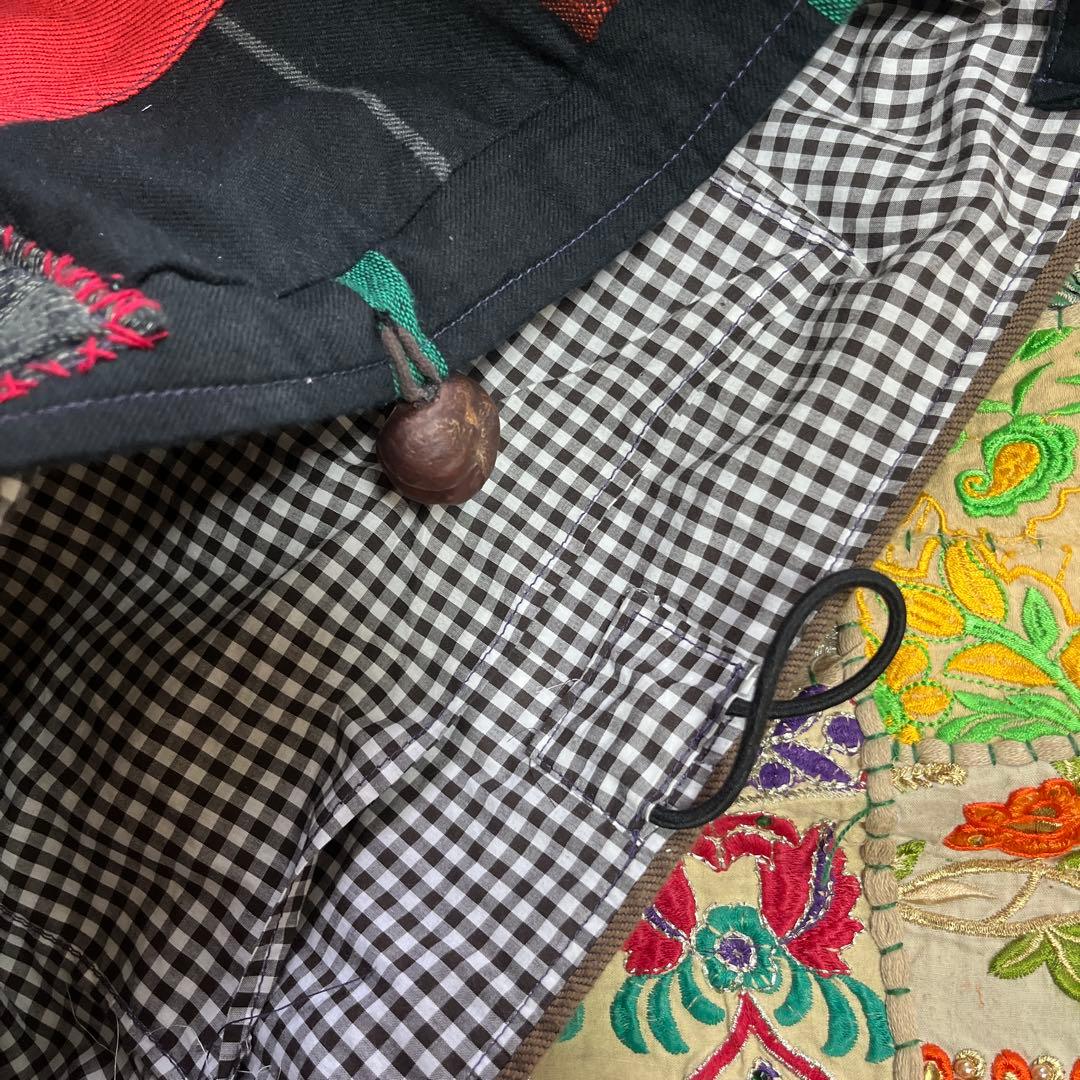 ハンドメイド　チクチクバッグショルダー　手作りパッチワーク一点物