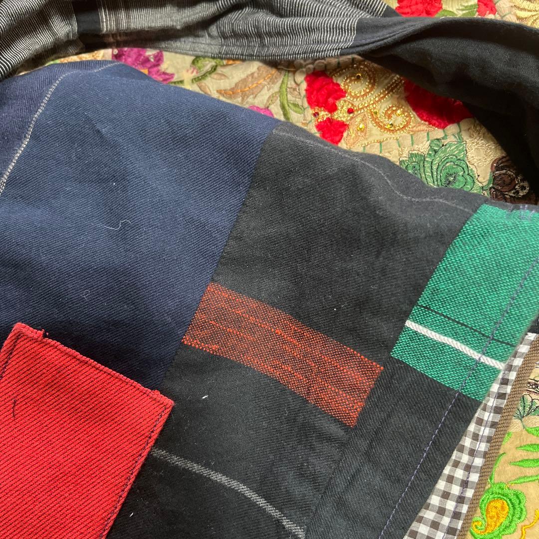 ハンドメイド　チクチクバッグショルダー　手作りパッチワーク一点物