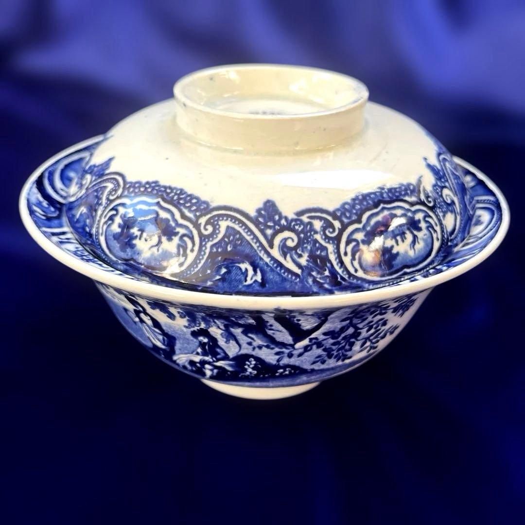 阿蘭陀焼 デルフト ペトルス・レグー窯 銅版転写 どんぶり皿　　鉢アンティーク