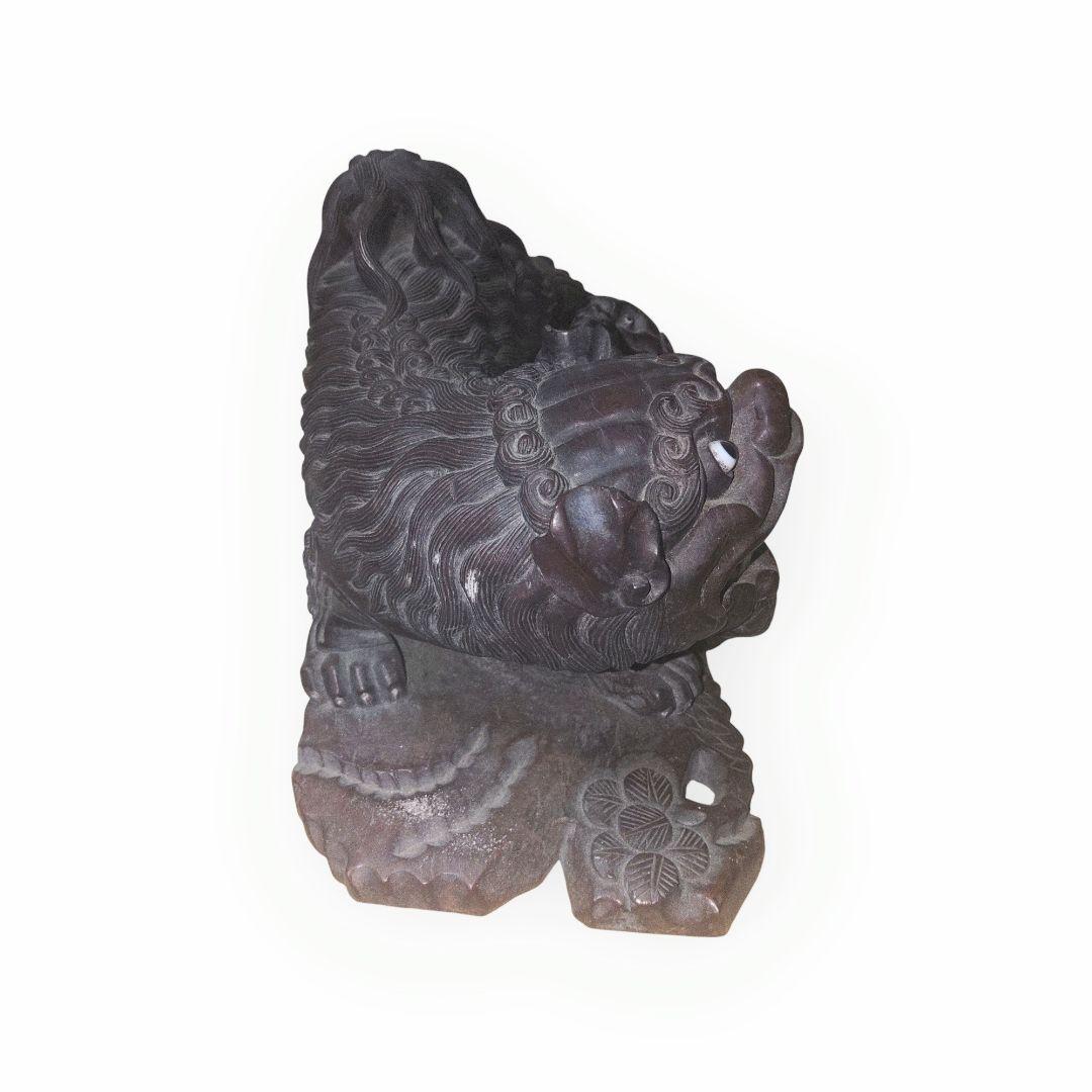 唐木　玉顔入唐獅子　置物　中国古玩