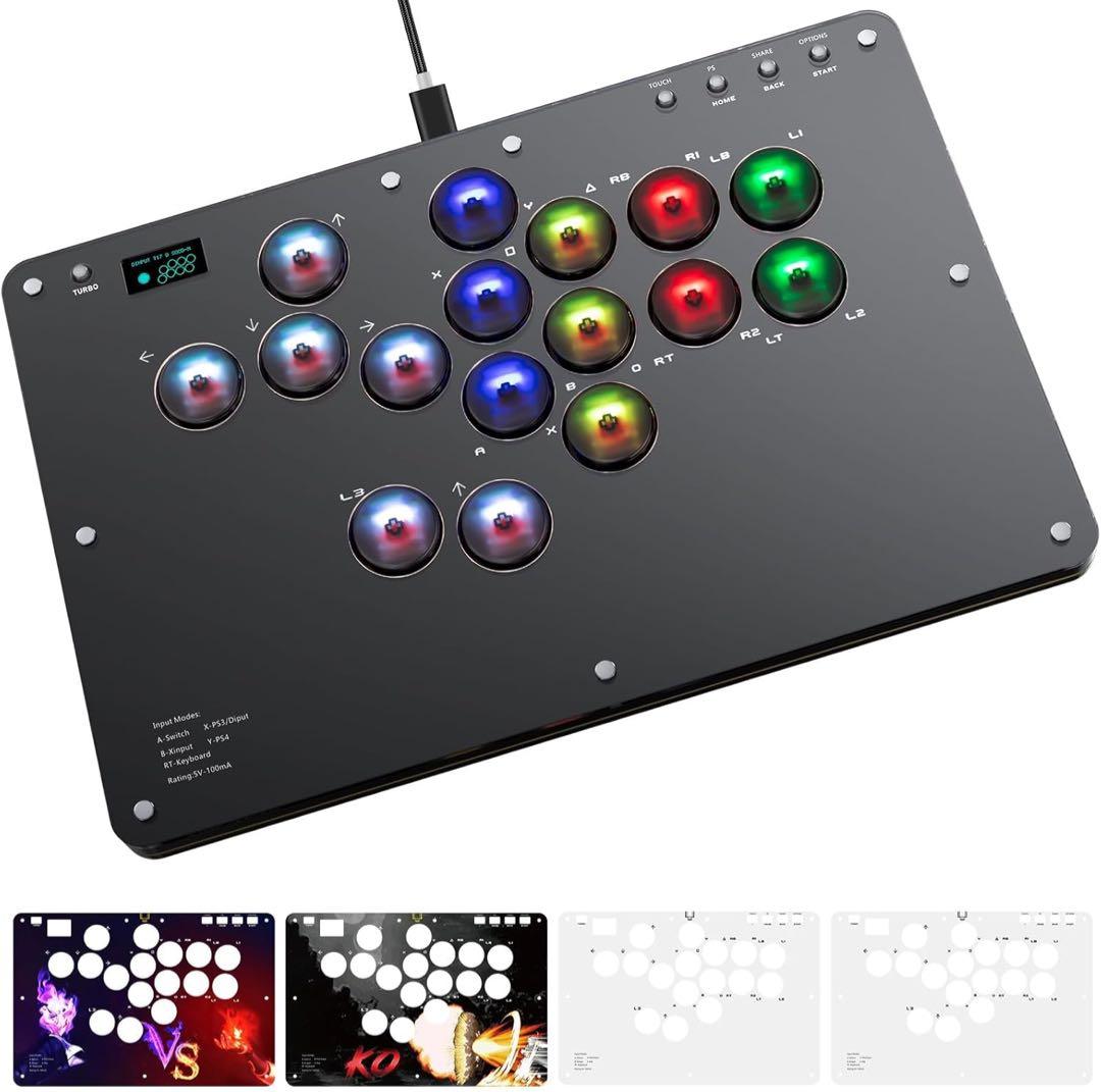 新モデル レバーレス アケコン 16ボタン 静音 PC/PS5/Switch対応