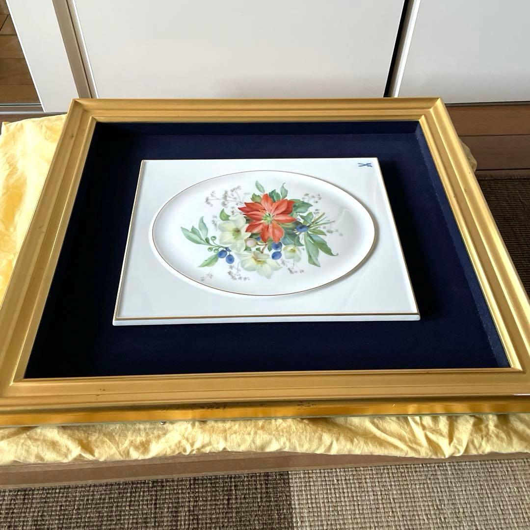 ・マイセン・四季の花.Winter・額４２×３８・画２５×２１・Meissen・