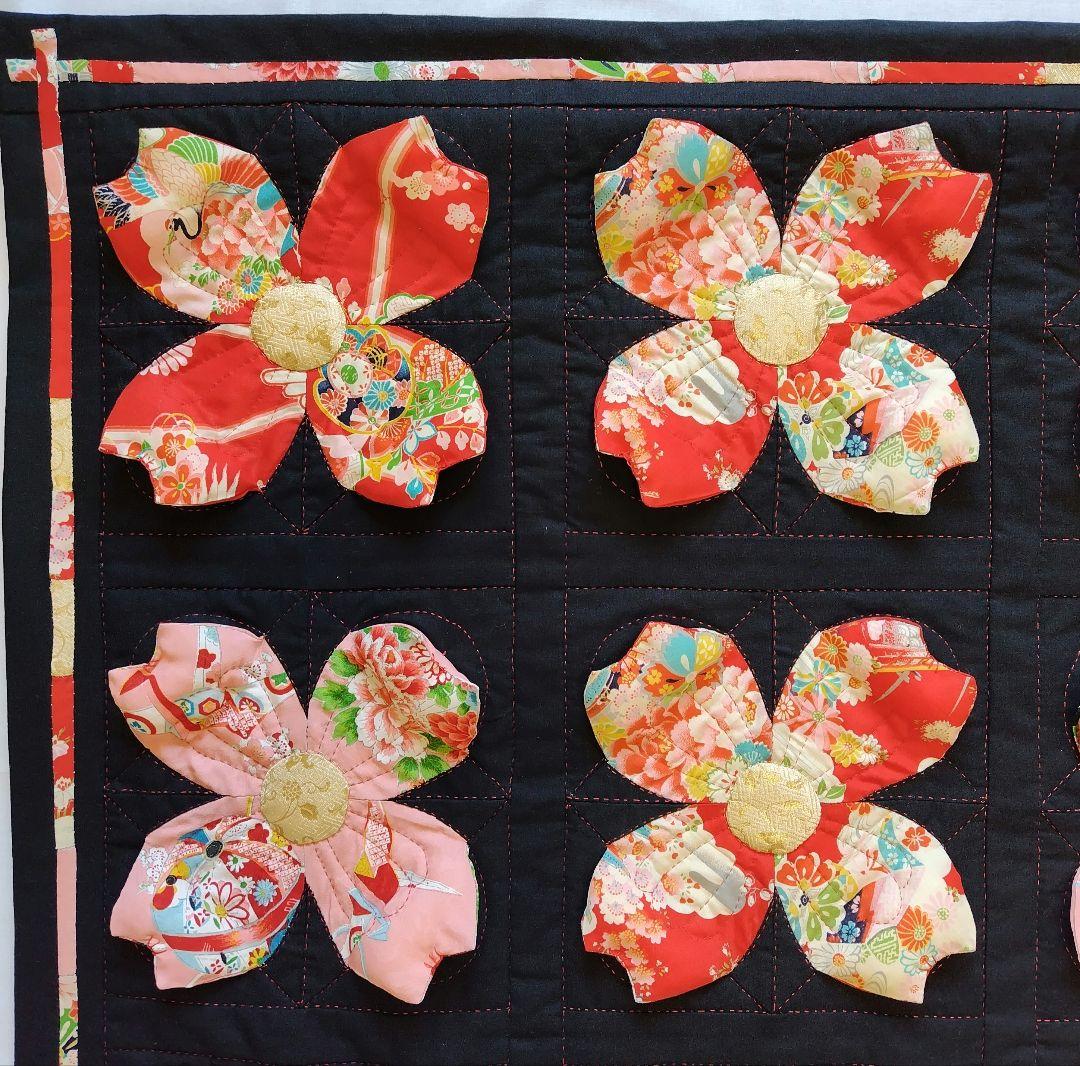 パッチワーク　タペストリー　着物生地　はなみずき