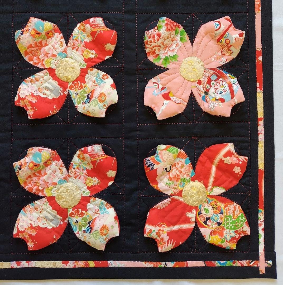 パッチワーク　タペストリー　着物生地　はなみずき