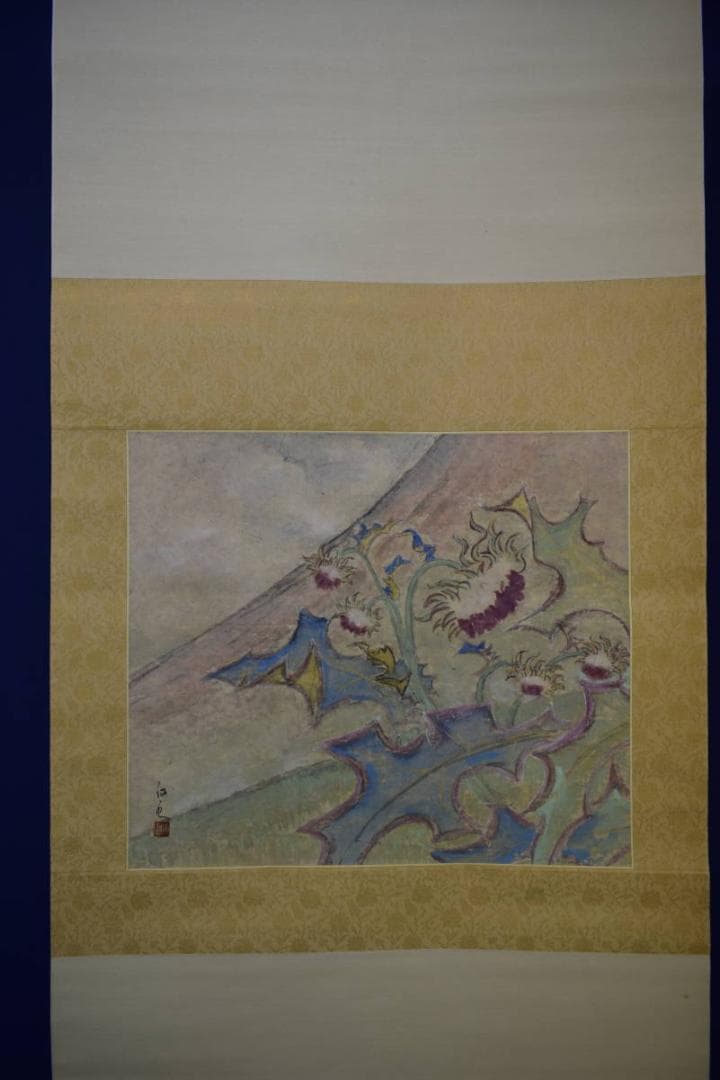 真作/白水/裾野の花/桐共箱付/布袋屋掛軸HH-520