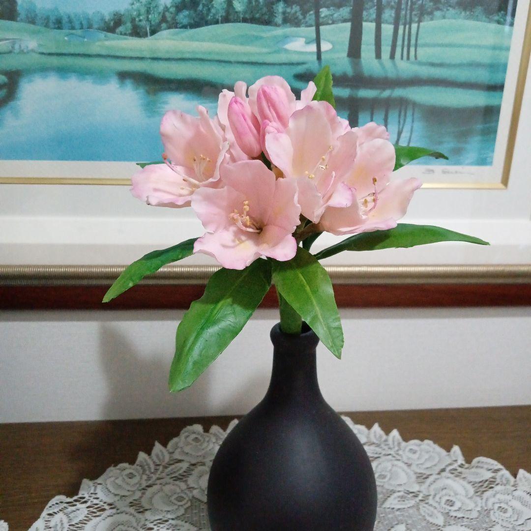花器付き ピンク石楠花 クレイフラワー