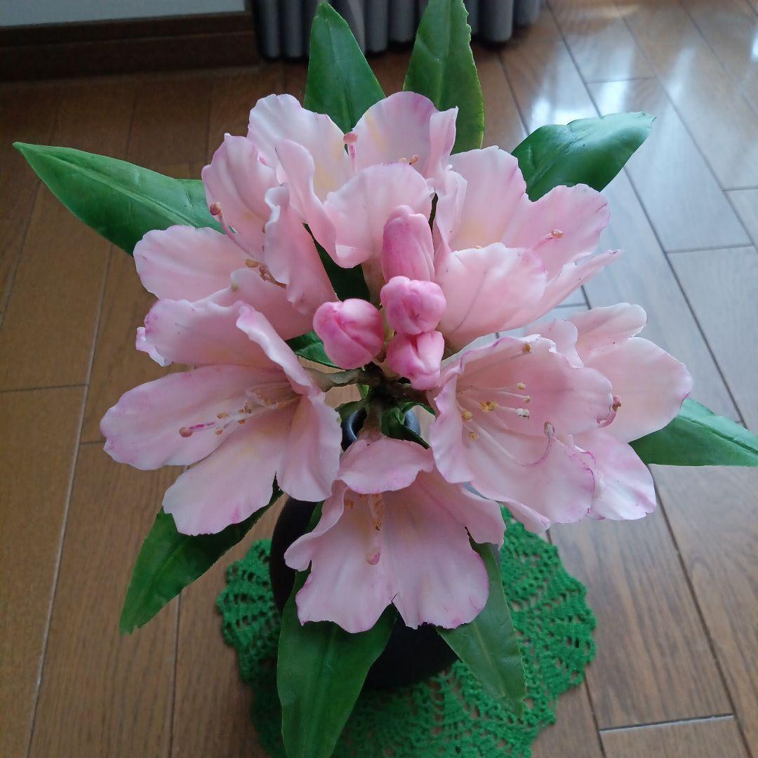 花器付き ピンク石楠花 クレイフラワー