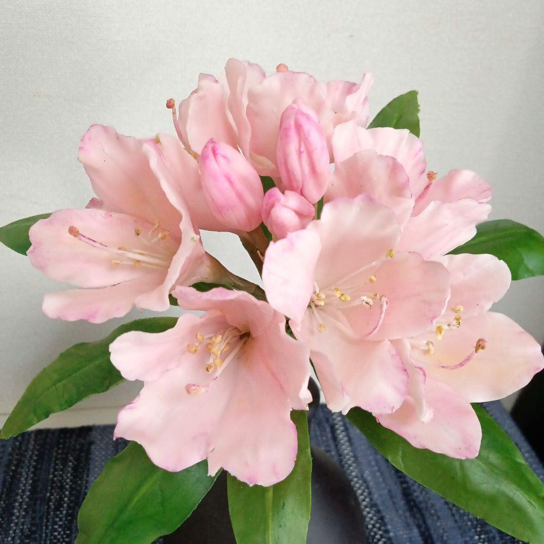 花器付き ピンク石楠花 クレイフラワー