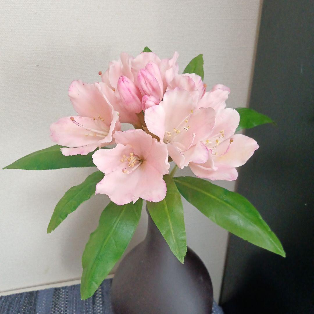 花器付き ピンク石楠花 クレイフラワー