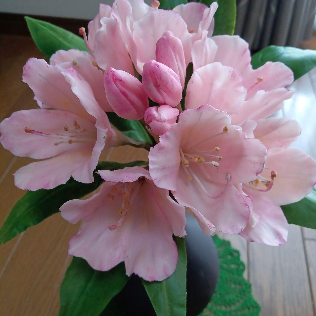 花器付き ピンク石楠花 クレイフラワー