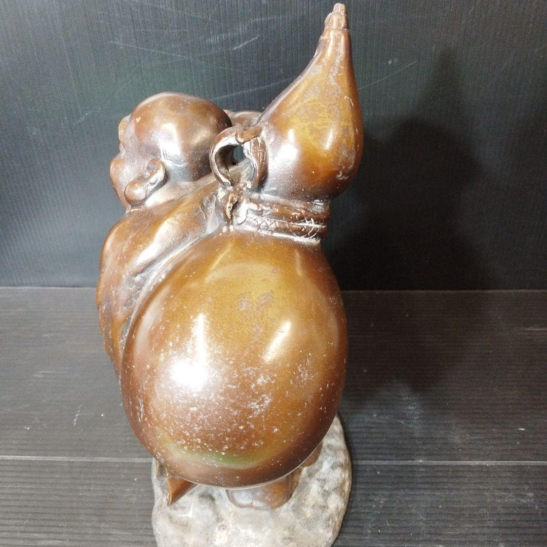 縁起物 福の神 ひょうたんを持つ布袋様 金属製 ✨ガハハ本舗お宝骨董市✨