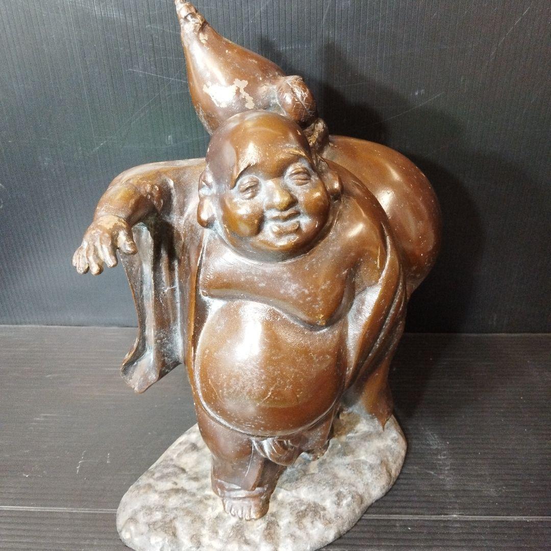 縁起物 福の神 ひょうたんを持つ布袋様 金属製 ✨ガハハ本舗お宝骨董市✨