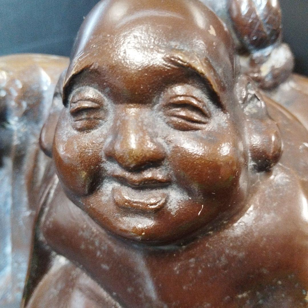 縁起物 福の神 ひょうたんを持つ布袋様 金属製 ✨ガハハ本舗お宝骨董市✨