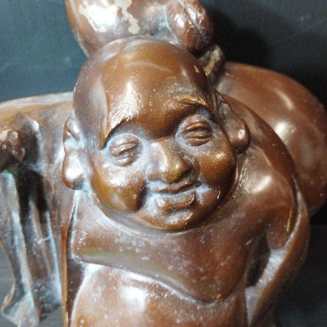 縁起物 福の神 ひょうたんを持つ布袋様 金属製 ✨ガハハ本舗お宝骨董市✨