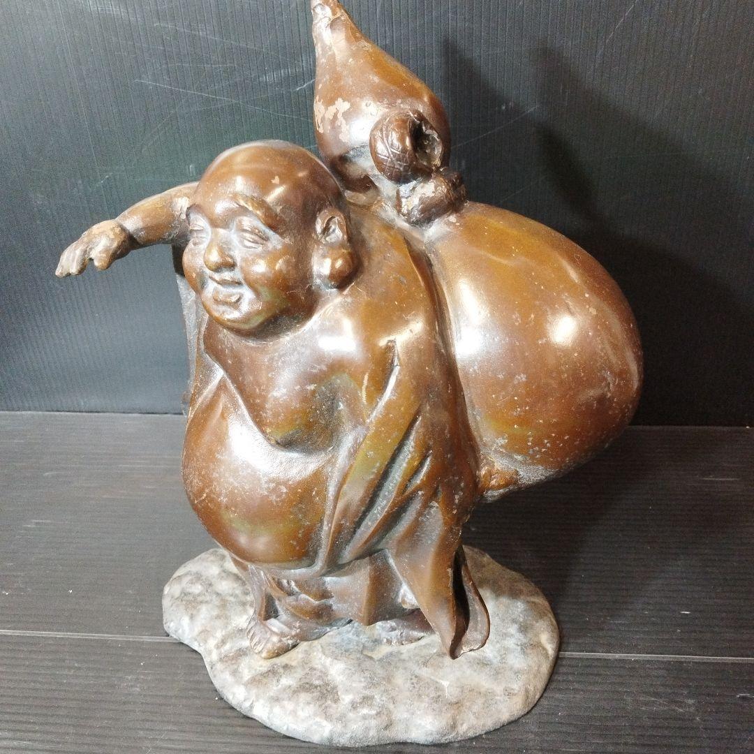 縁起物 福の神 ひょうたんを持つ布袋様 金属製 ✨ガハハ本舗お宝骨董市✨