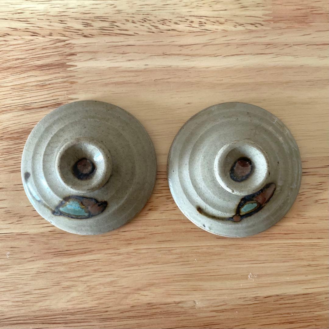 古作 益子焼 二種 薬味入れ 民藝 柿釉 青差 検）濱田庄司 BEAMS