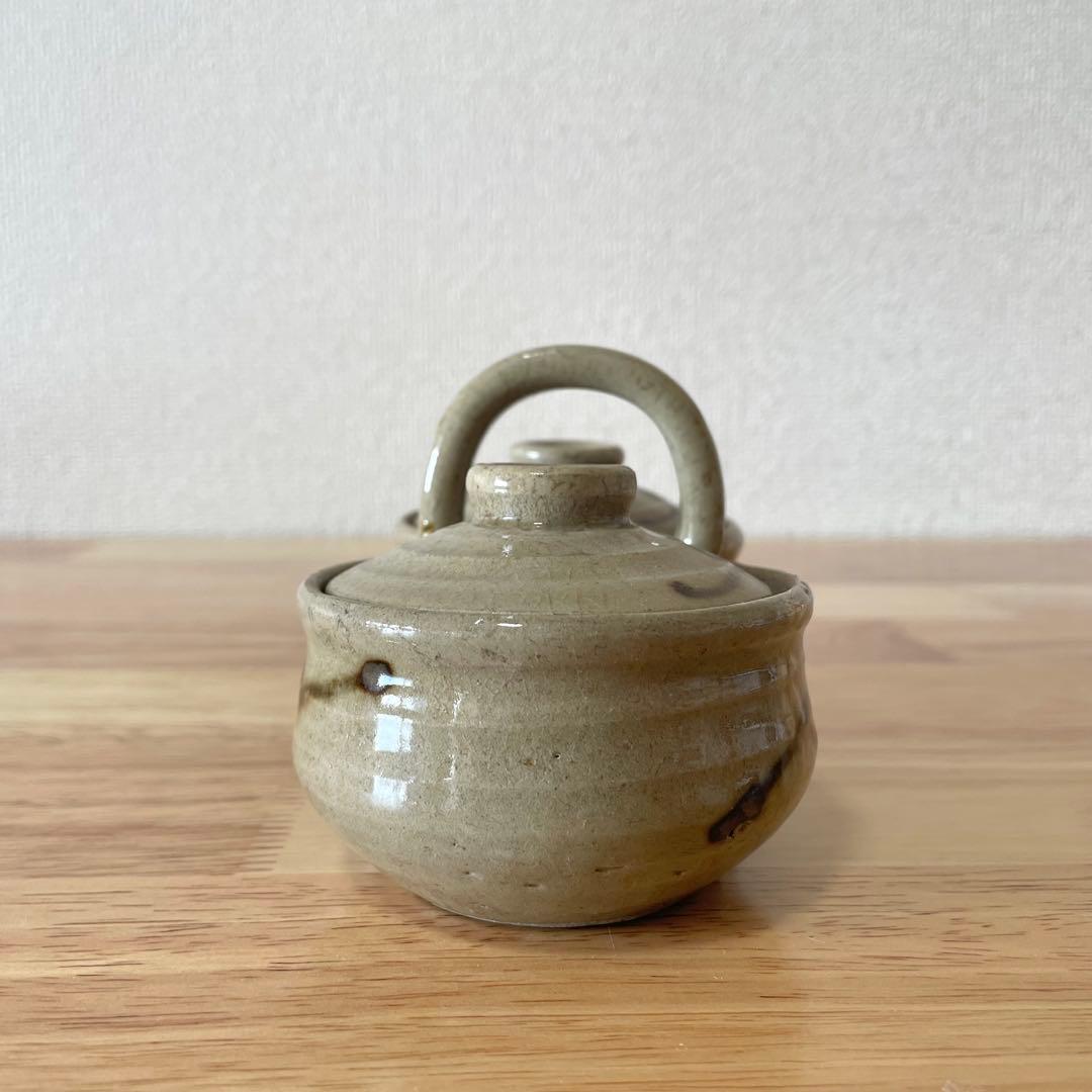 古作 益子焼 二種 薬味入れ 民藝 柿釉 青差 検）濱田庄司 BEAMS