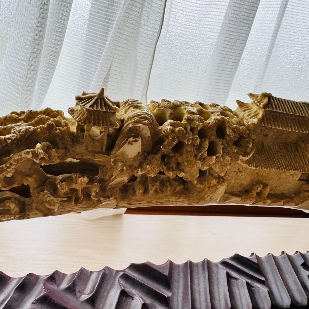 象牙風細工 置物 彫刻 骨董品 台付き コレクション アンティーク