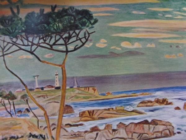 児島善三郎、灯台、額装用画集の一部、希少、新品額付