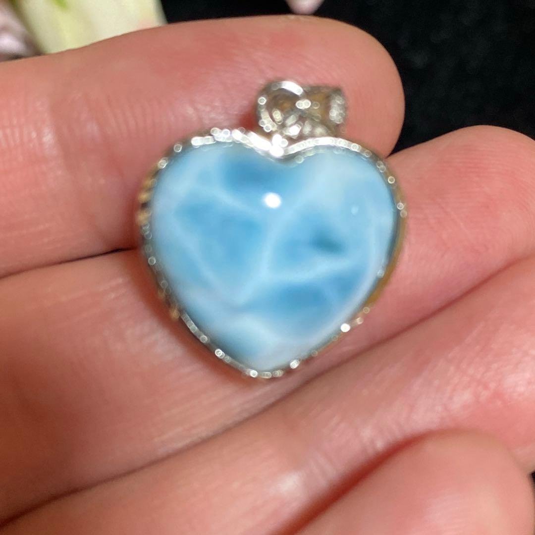 ハイクオリティ ラリマー ペンダントトップ ハート シルバー925