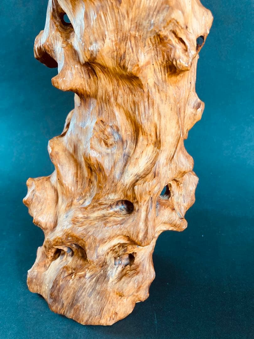 【天然木根】一刀彫　木彫り　観音菩薩　仏像　彫刻　骨董品