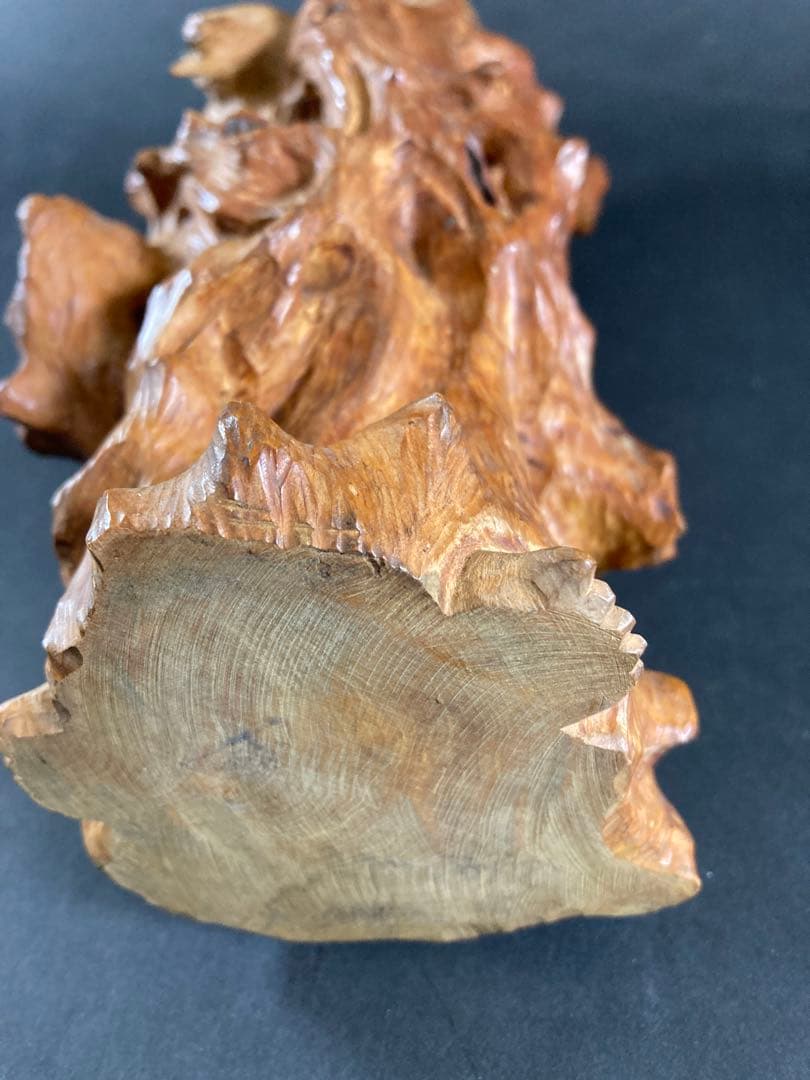 【天然木根】一刀彫　木彫り　観音菩薩　仏像　彫刻　骨董品