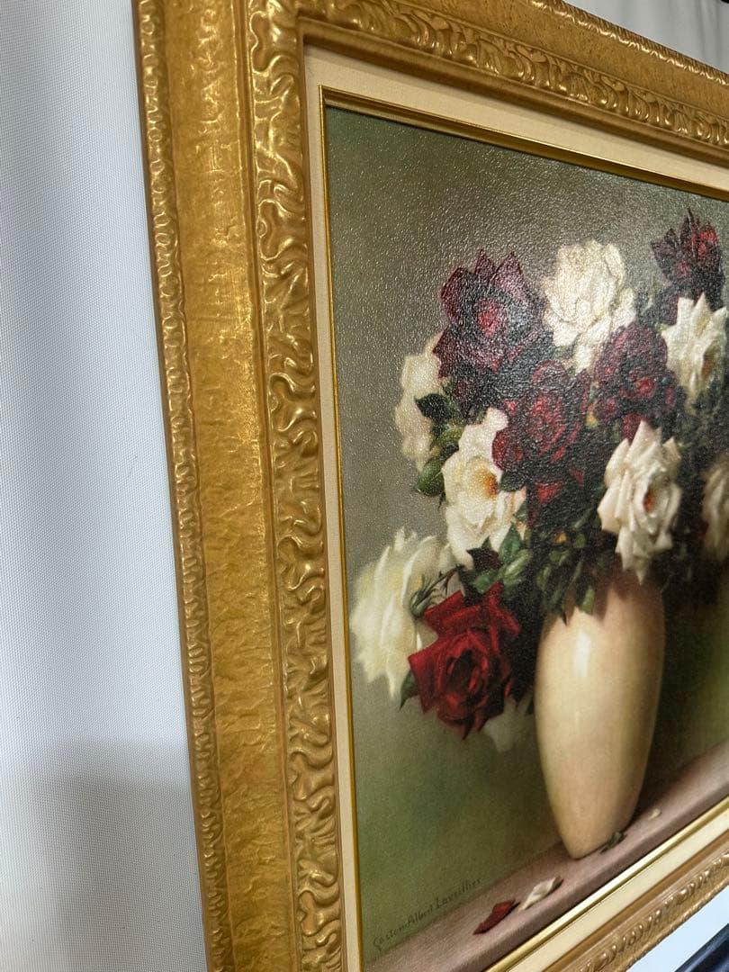 名画　ラブリラー 赤いバラと白いバラ　AＣＰ大型絵画　美術品　静物画インテリア