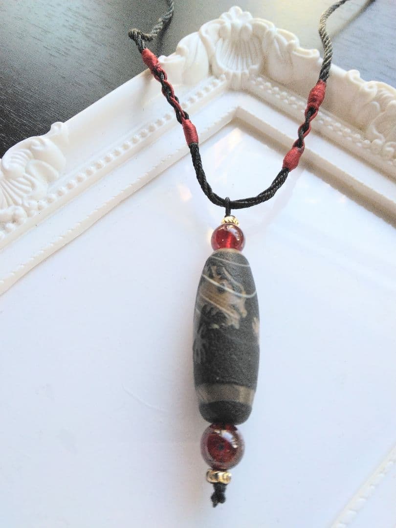 天珠❇火供養天珠❀五爪龍神天珠❀皇帝龍神天珠❀天珠ペンダントネックレスジ－ビ－ズ