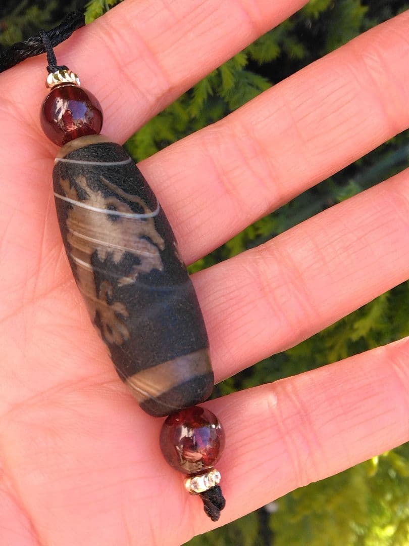 天珠❇火供養天珠❀五爪龍神天珠❀皇帝龍神天珠❀天珠ペンダントネックレスジ－ビ－ズ