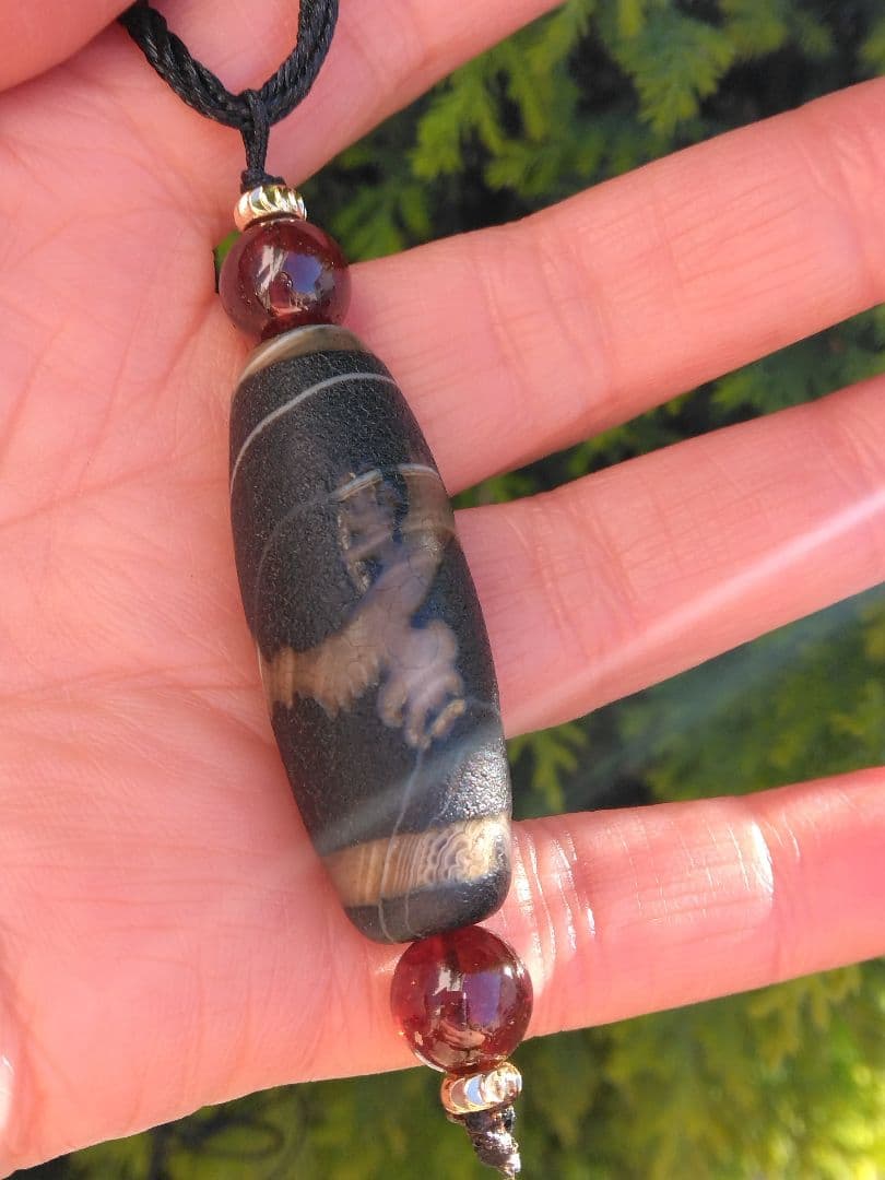 天珠❇火供養天珠❀五爪龍神天珠❀皇帝龍神天珠❀天珠ペンダントネックレスジ－ビ－ズ