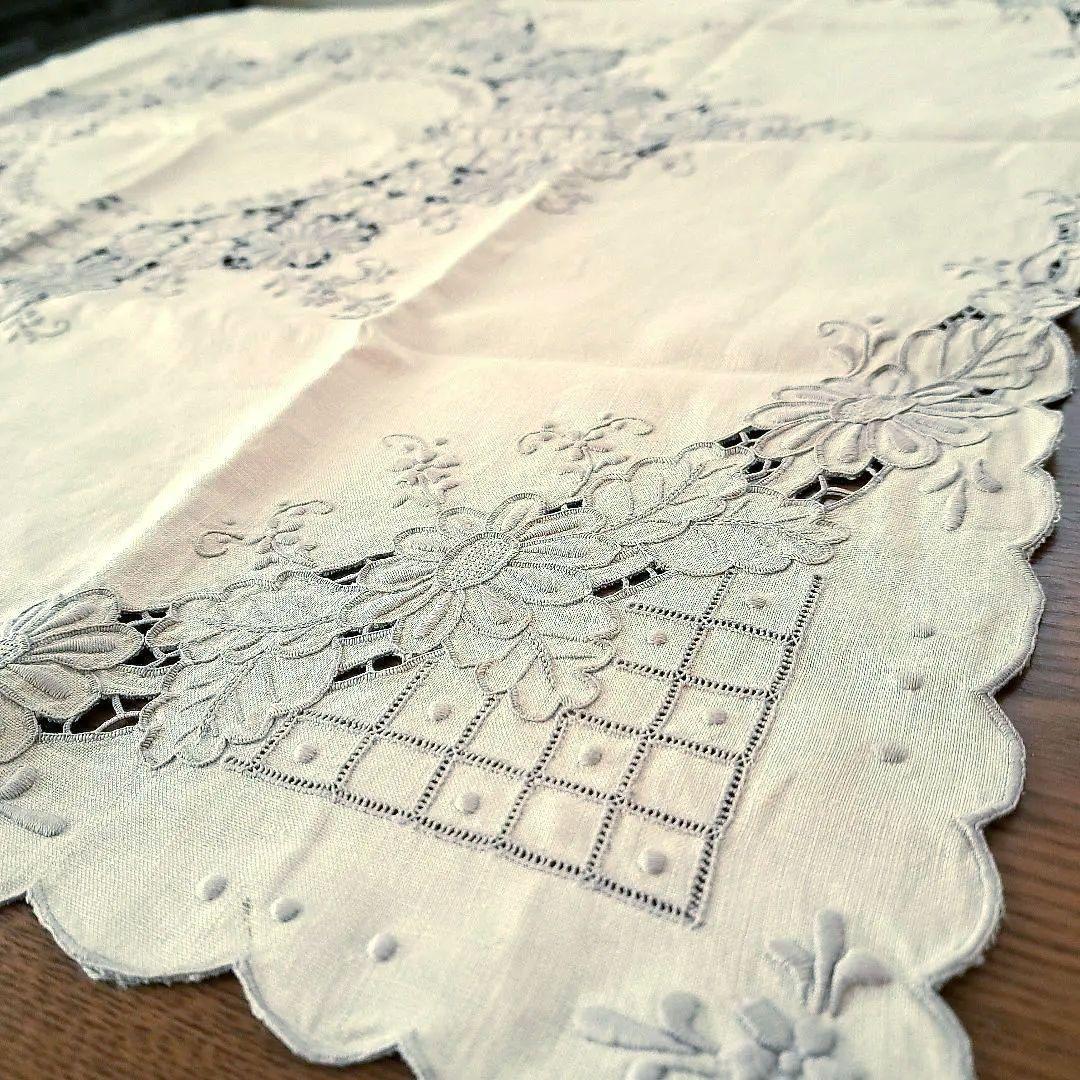 スワトウ 汕頭 刺繍　83×83 テーブルクロス　敷物