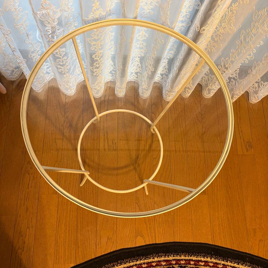 アイアン製 丸テーブル （ガラス天板）