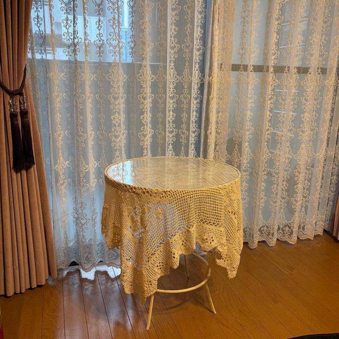 アイアン製 丸テーブル （ガラス天板）