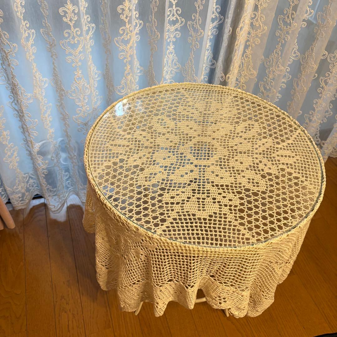 アイアン製 丸テーブル （ガラス天板）