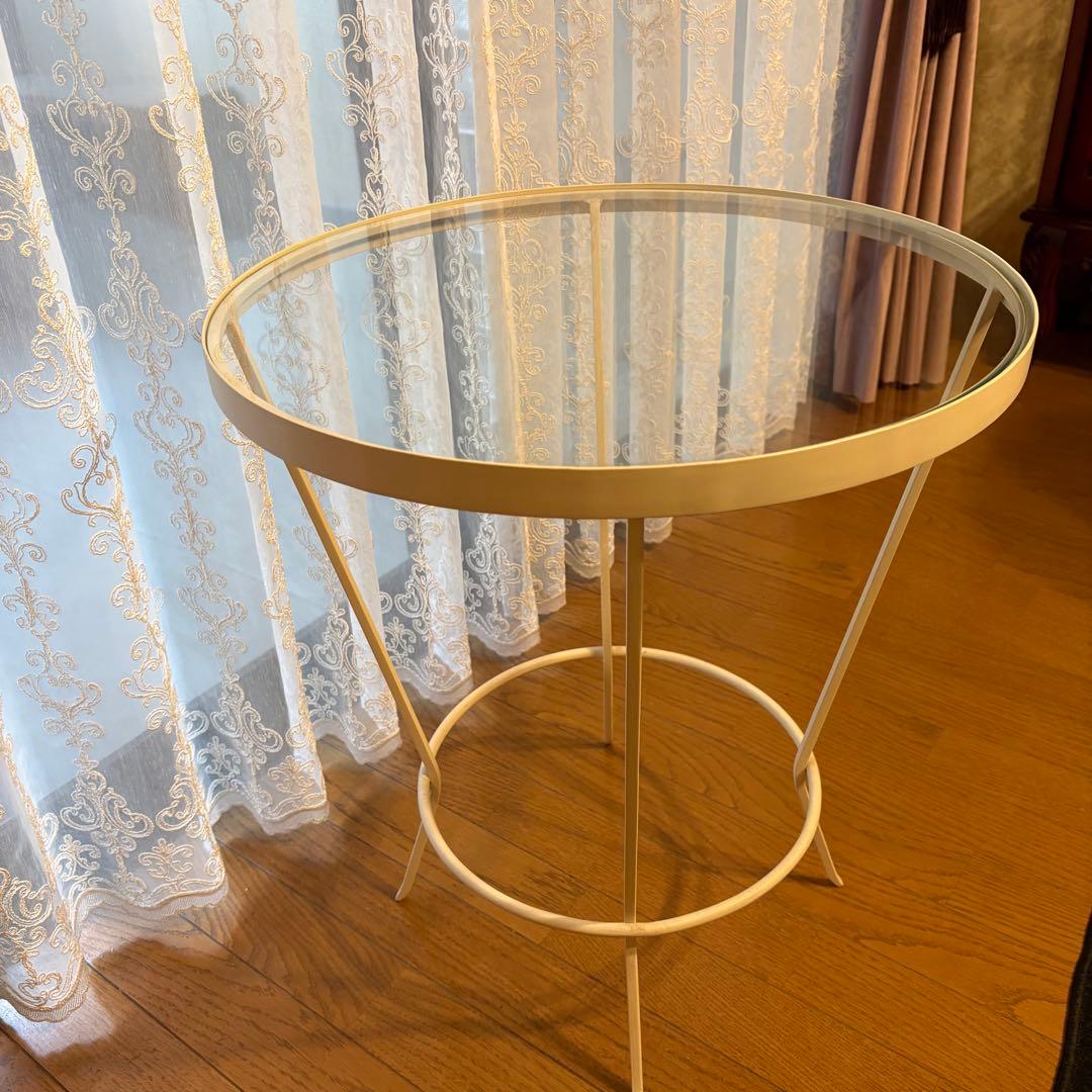 アイアン製 丸テーブル （ガラス天板）