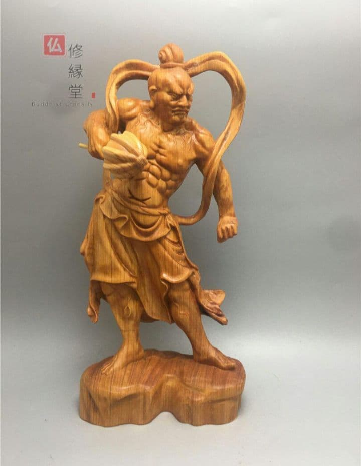 【修縁堂】極上彫 木彫仏像 仁王像 金剛力士像一式 彫刻 仏教工芸 一刀彫 崖柏