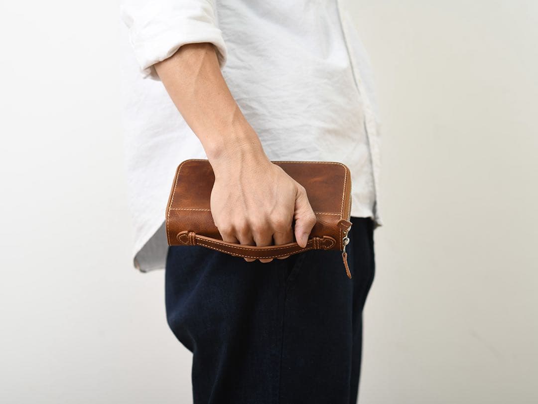 財布　革　MICミック　Wファスナー　節約　大容量