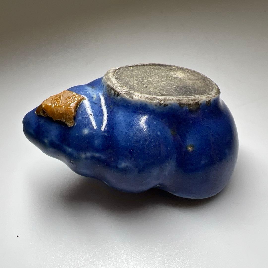 中国清時代　サザエ文水孟　幅約6㎝　東Y8-0402☆2Fトヒチ