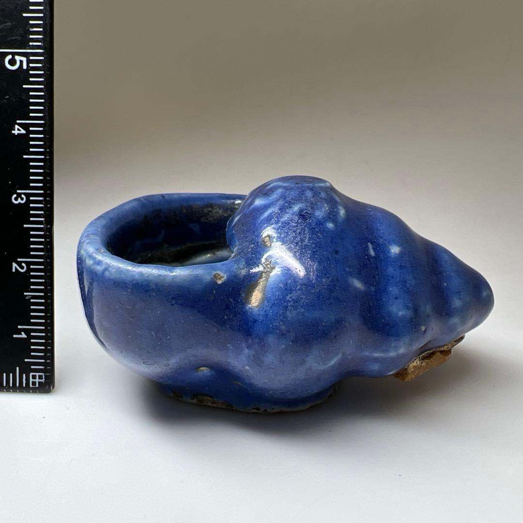 中国清時代　サザエ文水孟　幅約6㎝　東Y8-0402☆2Fトヒチ