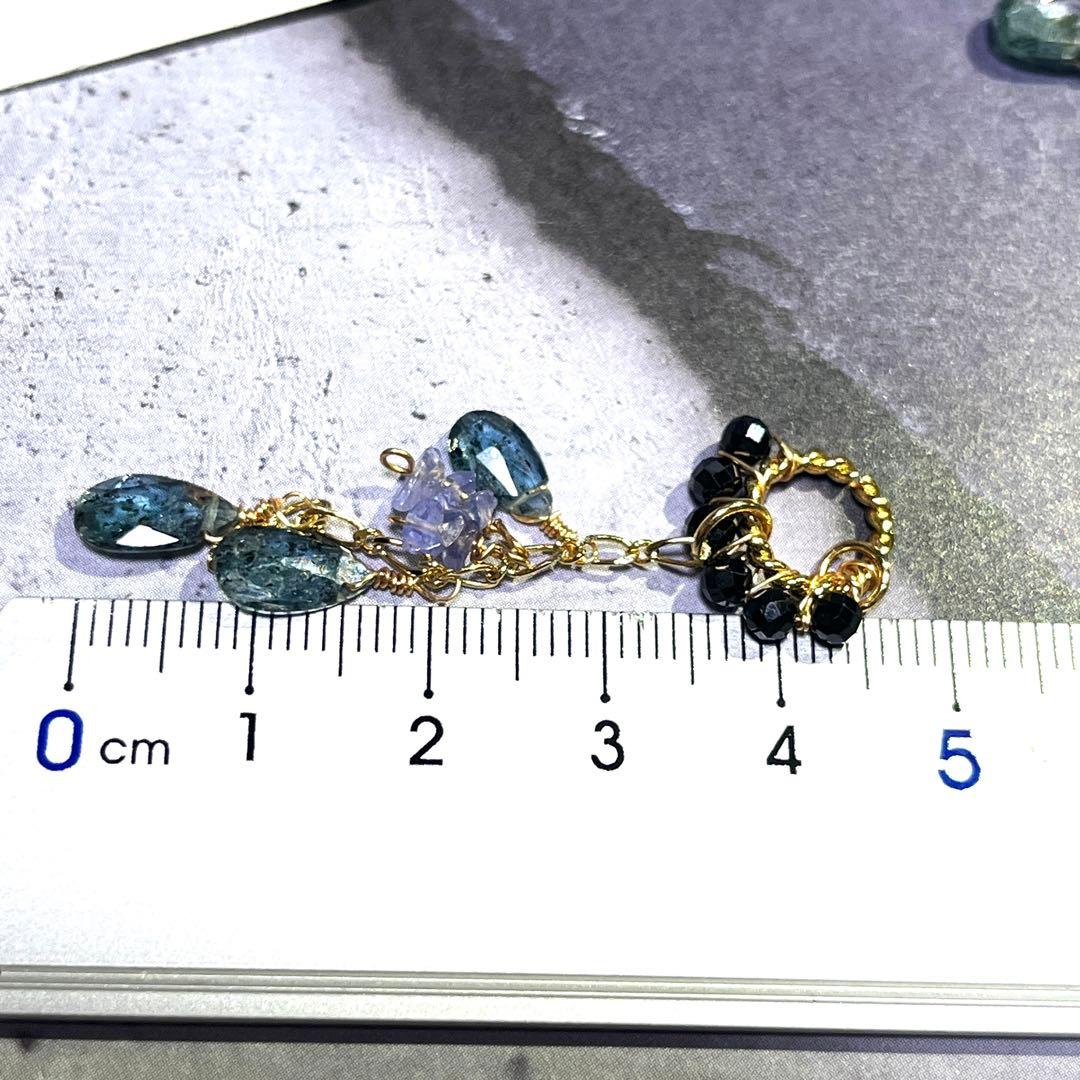 【ミステリーナイト】モスカイヤナイトブラックスピネルタンザナイト　ピアスチャーム