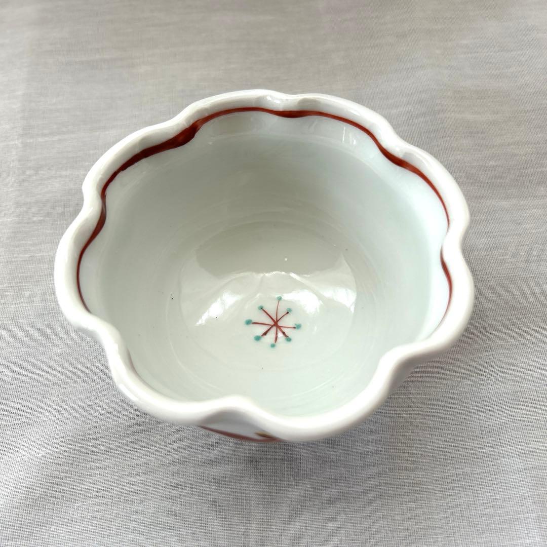 半泥子　廣永窯　広永窯　下田正人　赤絵　花草紋 小鉢