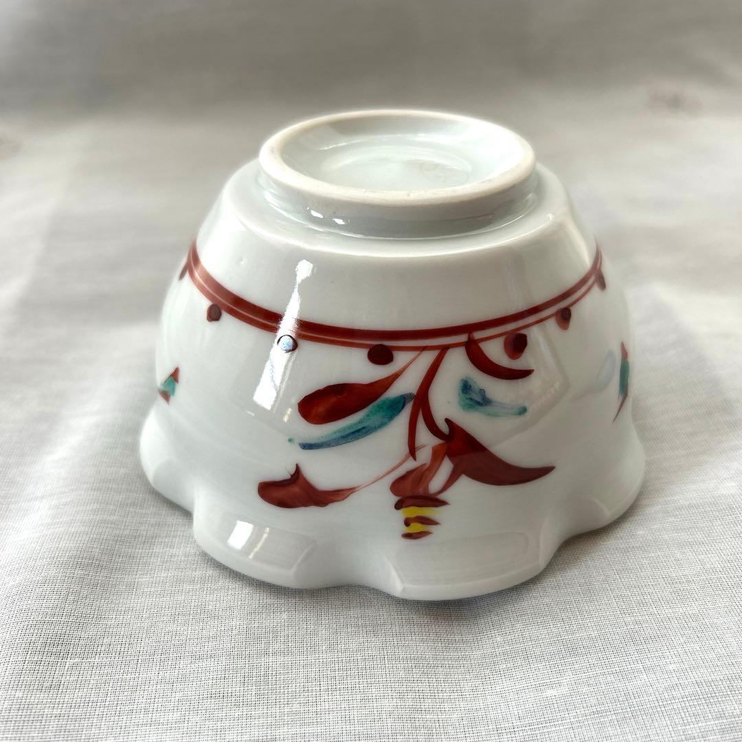 半泥子　廣永窯　広永窯　下田正人　赤絵　花草紋 小鉢