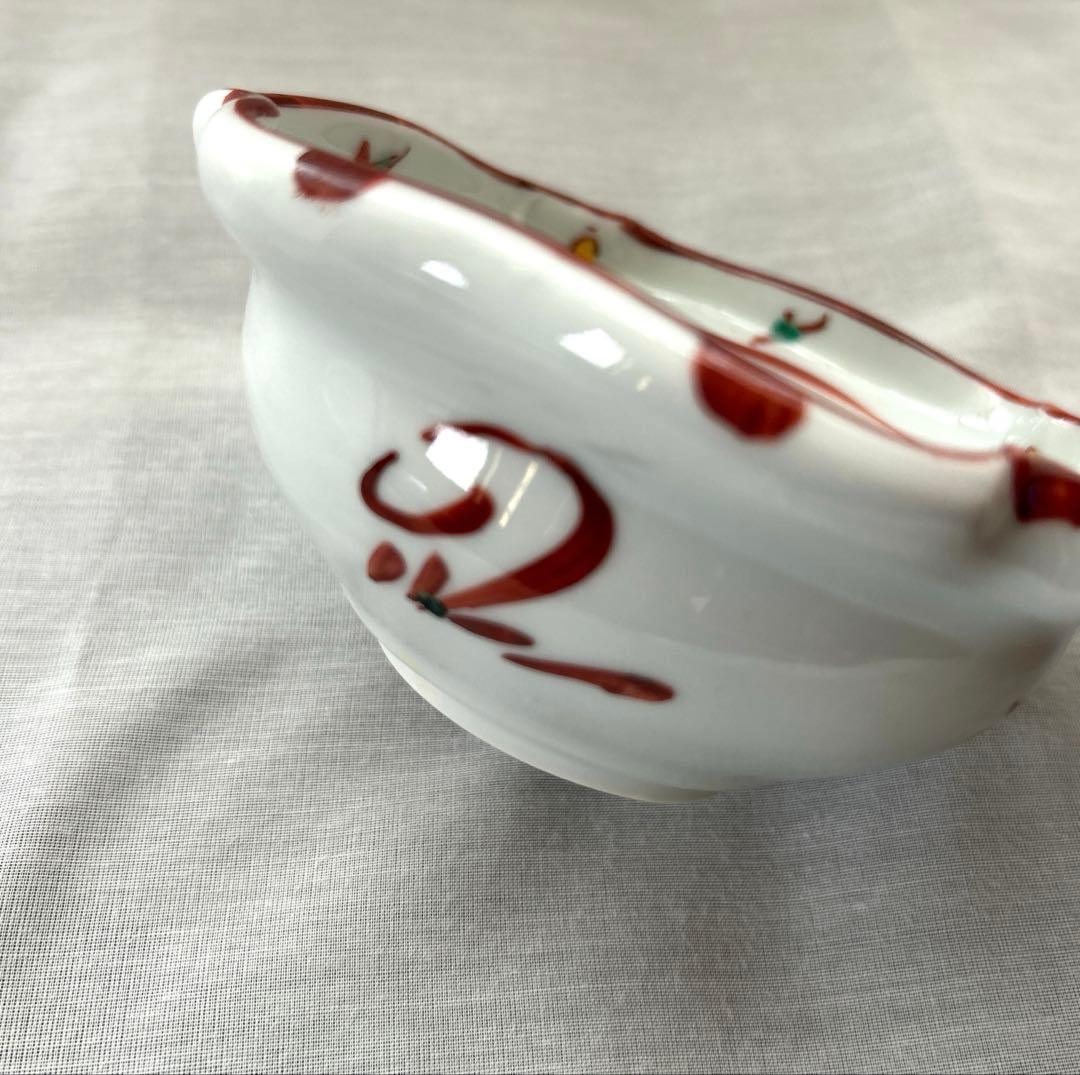 半泥子　廣永窯　広永窯　下田正人　赤絵　花草紋 小鉢